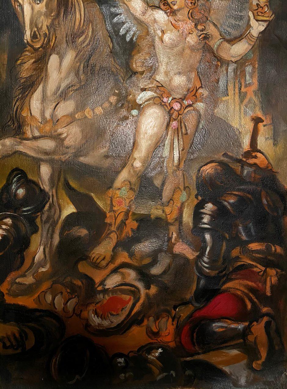 Valquiria, Pintura al óleo original, Lista para colgar, Arte figurativo - Painting Impresionista de Alexander Litvinov
