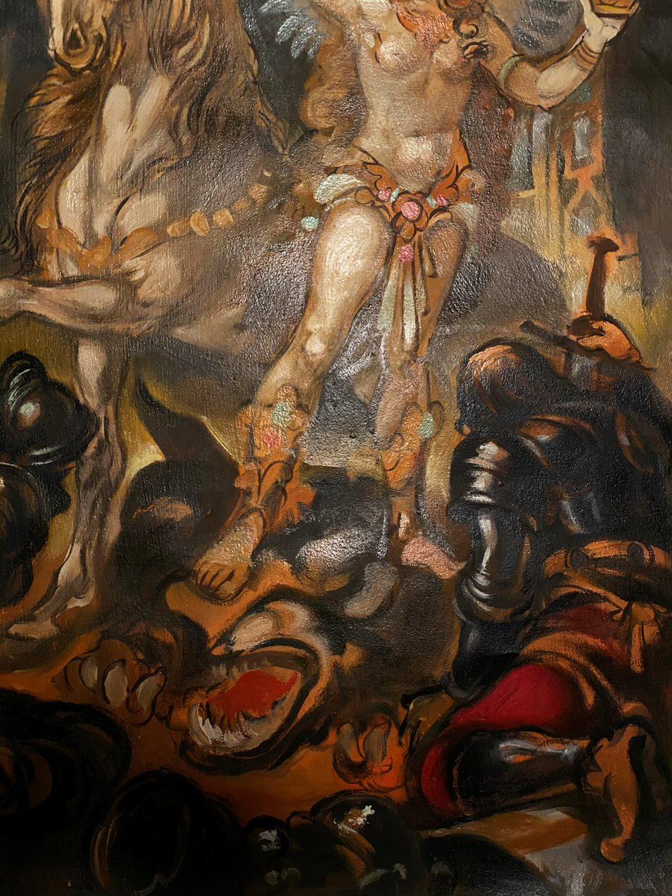 Valquiria, Pintura al óleo original, Lista para colgar, Arte figurativo en venta 1