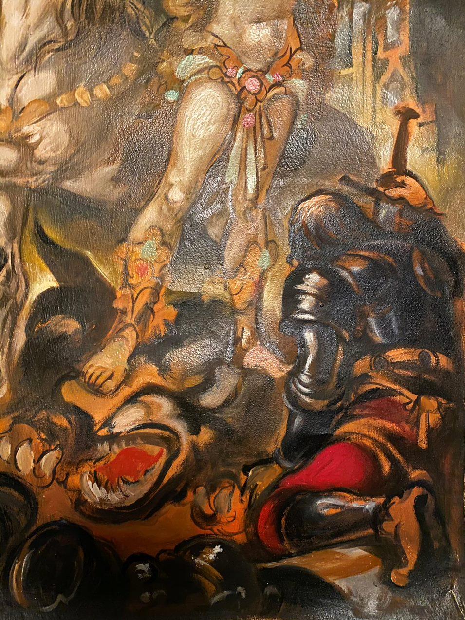 Valquiria, Pintura al óleo original, Lista para colgar, Arte figurativo en venta 3