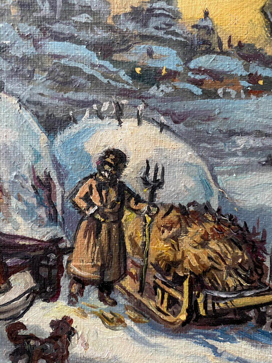 Paesaggio invernale, Arte classica, Pittura ad olio originale, pronta da appendere - Painting di Alexander Litvinov