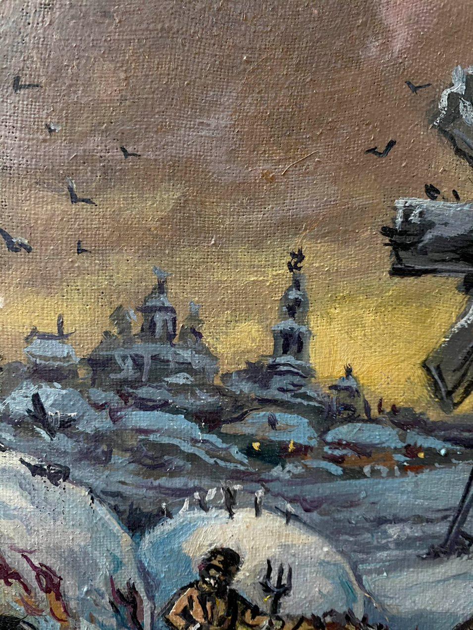 Paesaggio invernale, Arte classica, Pittura ad olio originale, pronta da appendere - Painting Impressionismo di Alexander Litvinov