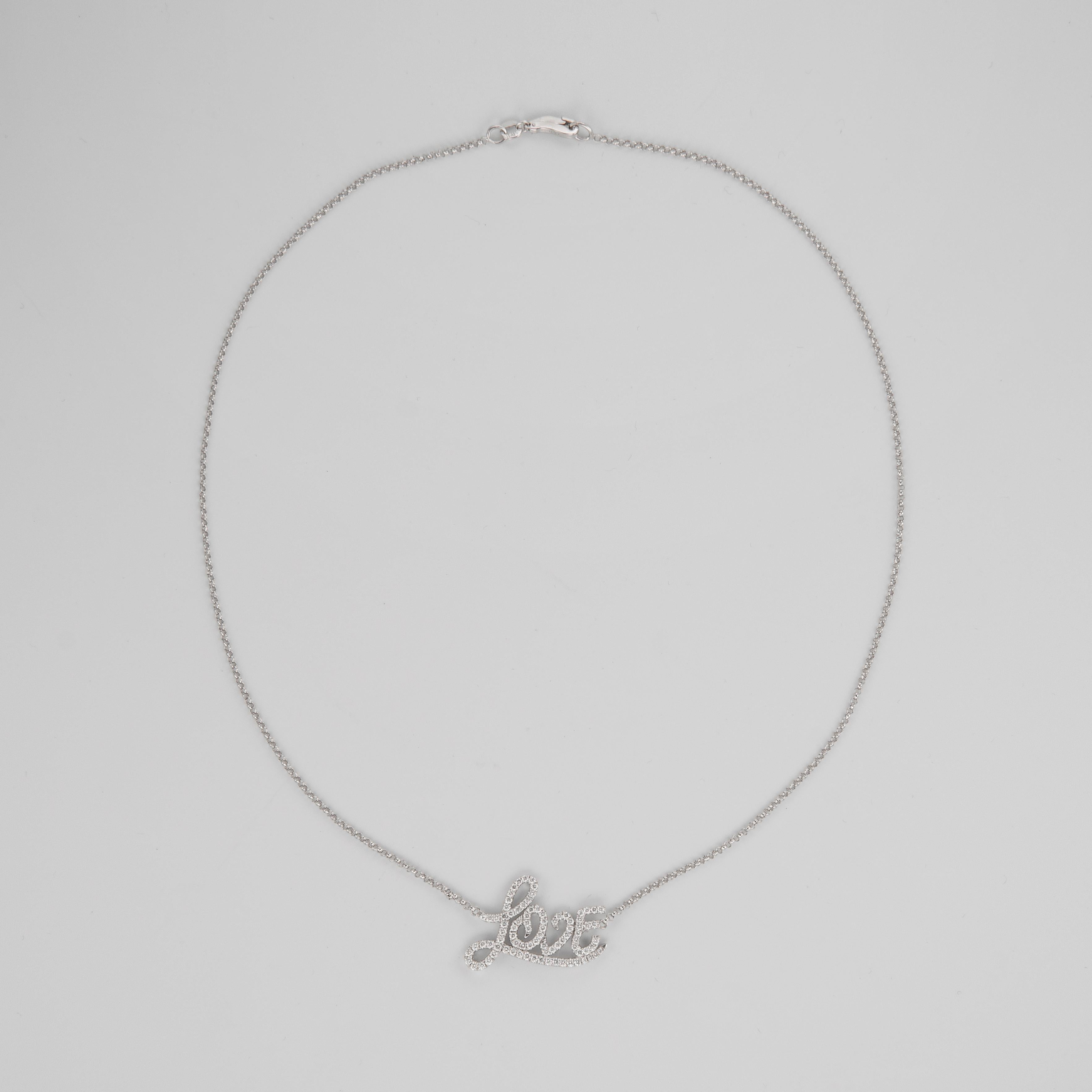 Contemporary Alexander Love Diamond Pendant Necklace 18 Karat White Gold