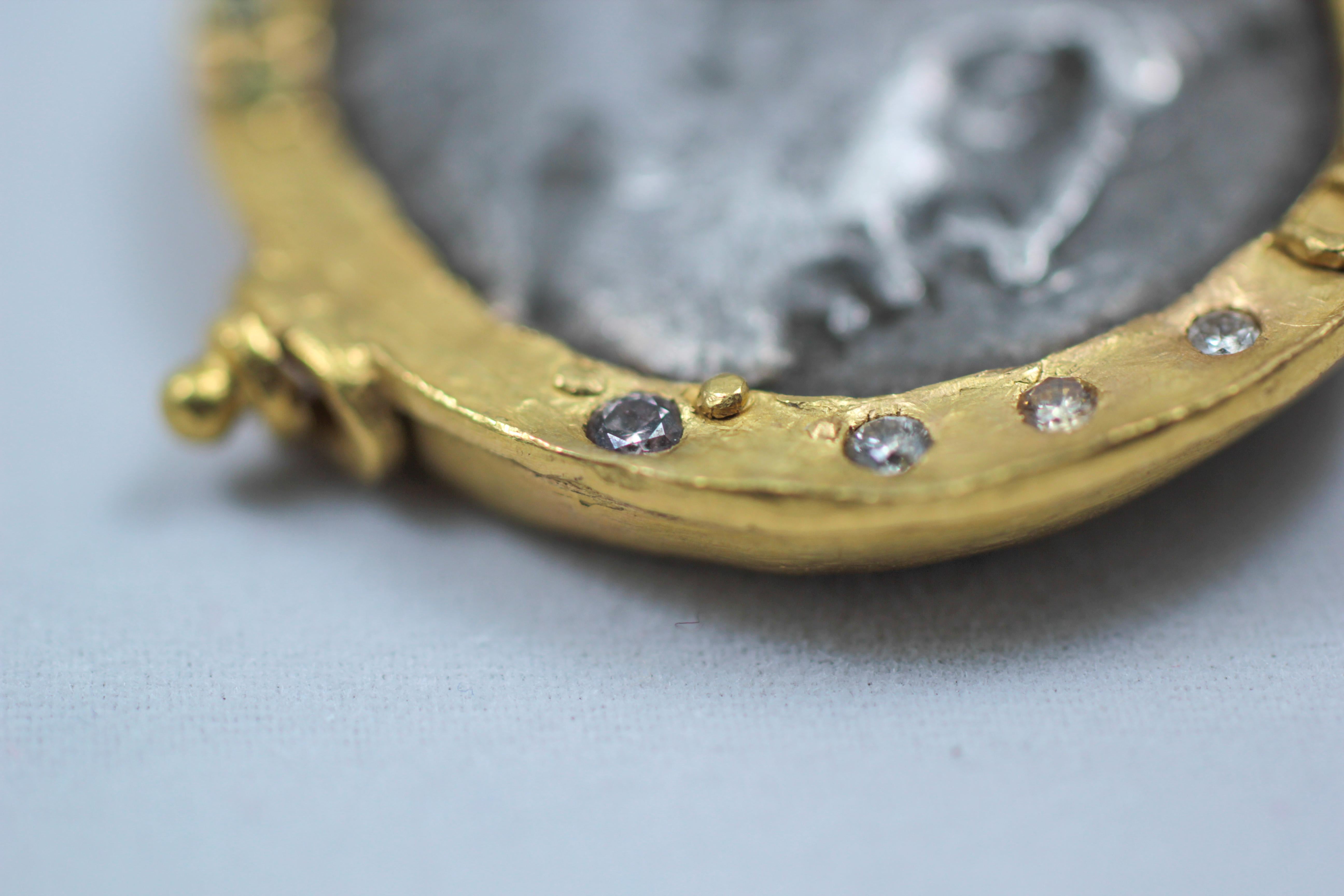 Collier avec pendentif en or 22-21 carats et pièce de monnaie antique en argent Alexander Macedonian en vente 2