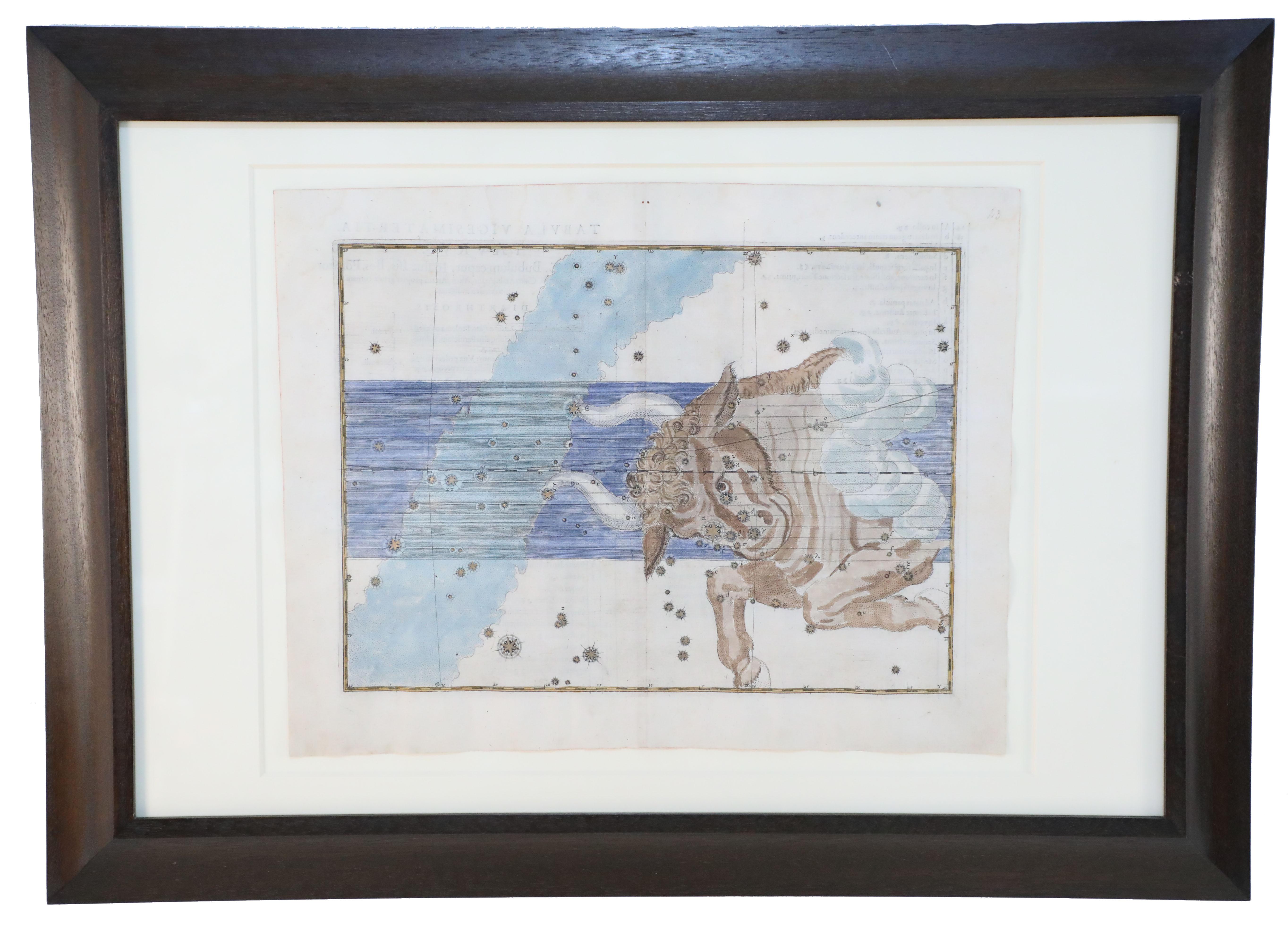 18th Century and Earlier Alexander Mair Renaissance Hand-Colored Engravings of Astronomy Star Charts For Sale