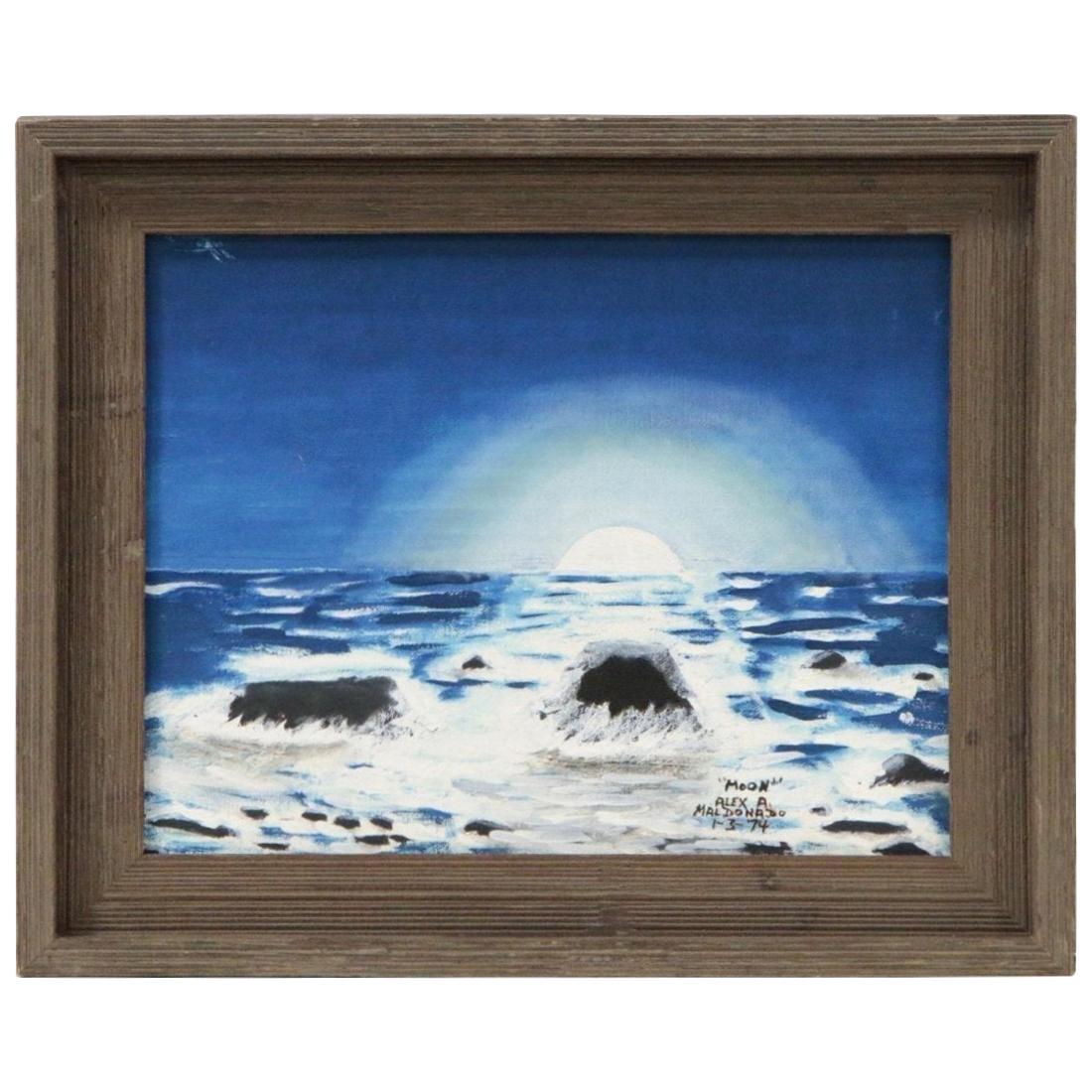 Alexander Maldonado Seascape Oil Painting "Moon", 1974