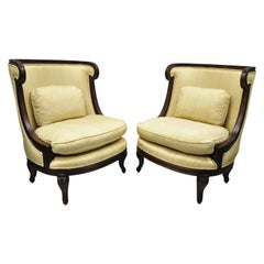 Alexander & Mary John Richard Oversize Barrel Back Lounge Club Chairs, a Pair