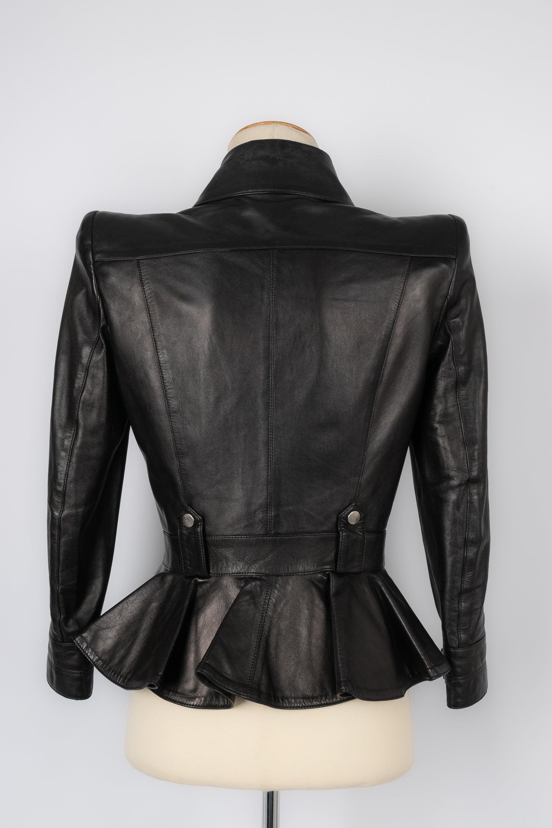 Women's Alexander Mc Queen Black Leather Jacket For Sale