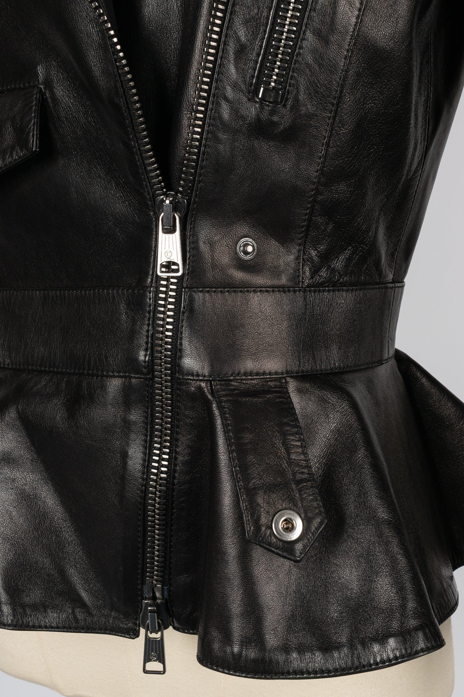 Alexander Mc Queen Black Leather Jacket For Sale 3
