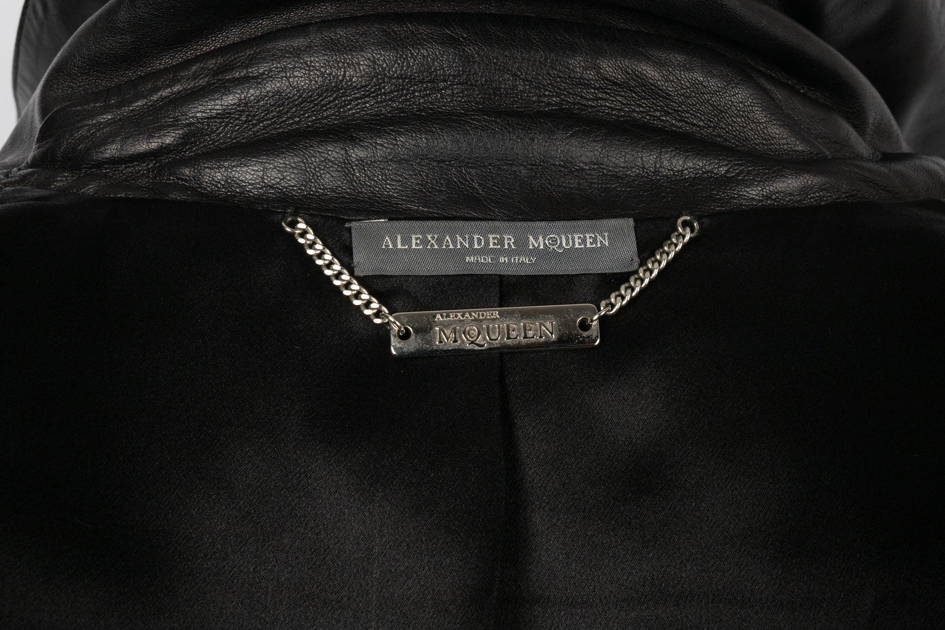 Alexander Mc Queen Black Leather Jacket For Sale 4