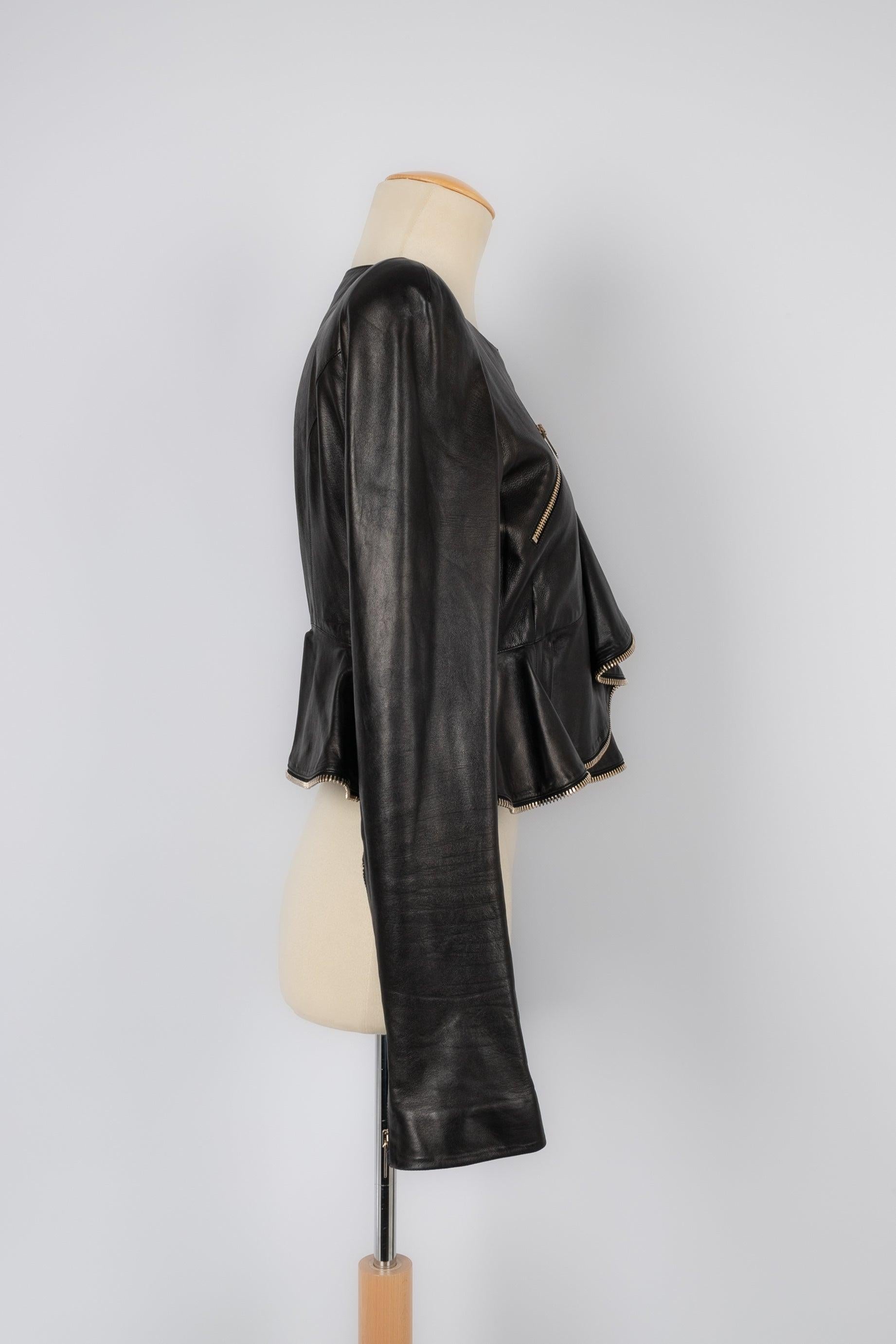 Women's Alexander Mc Queen Black Leather Jacket with Silk Lining