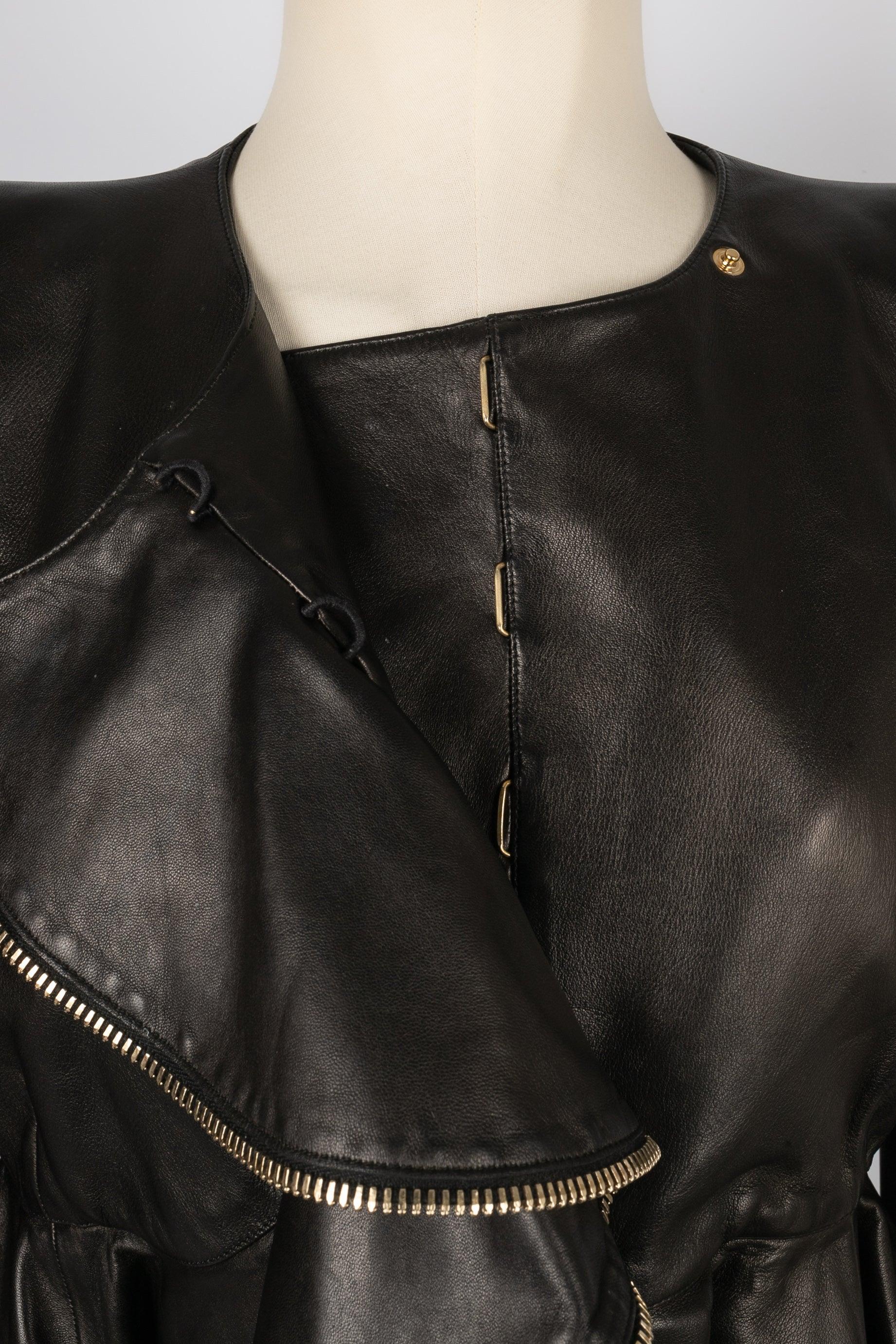 Alexander Mc Queen Black Leather Jacket with Silk Lining 1