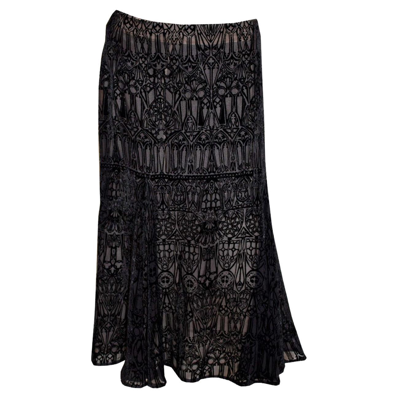 Alexander Mc Queen Devoree Velvet Silk Lined Skirt For Sale