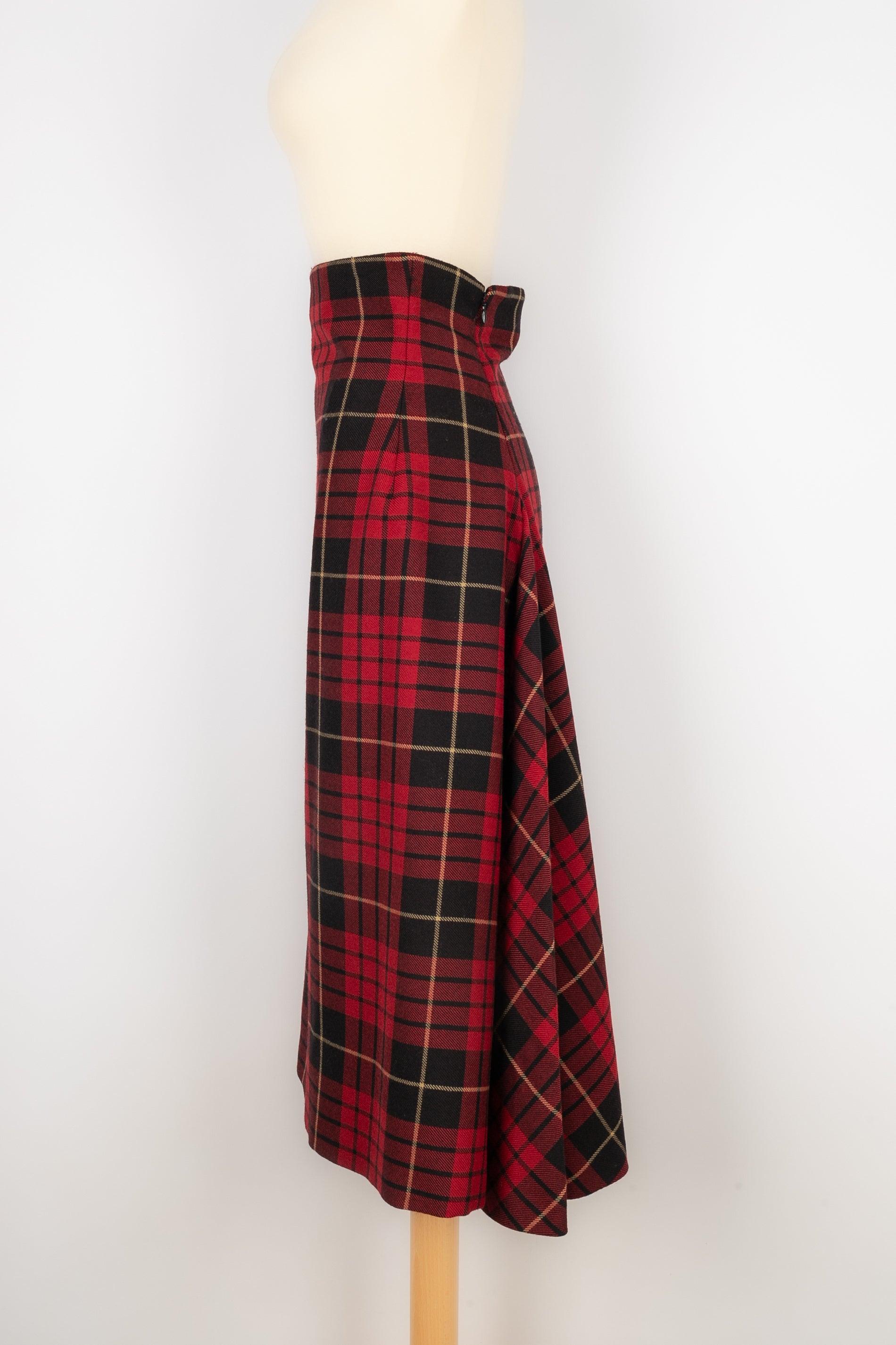 Red Alexander Mc Queen Wool Tartan Skirt, 2006