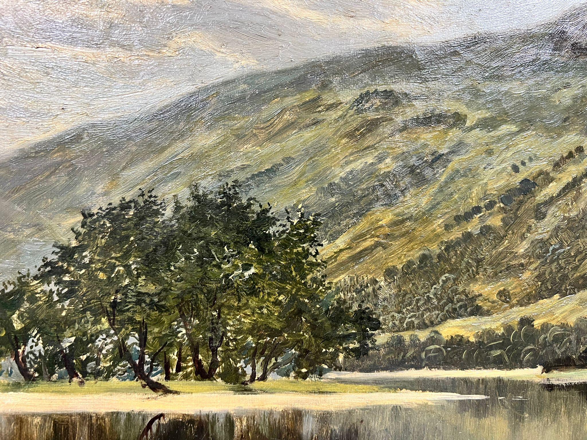Fine peinture à l'huile écossaise victorienne Loch Achray Highland Mountain Loch Scene - Victorien Painting par Alexander McGlashan