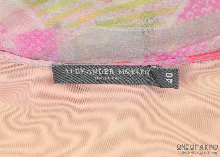 Alexander McQueen, collage print silk chiffon vest and skirt set, ss ...