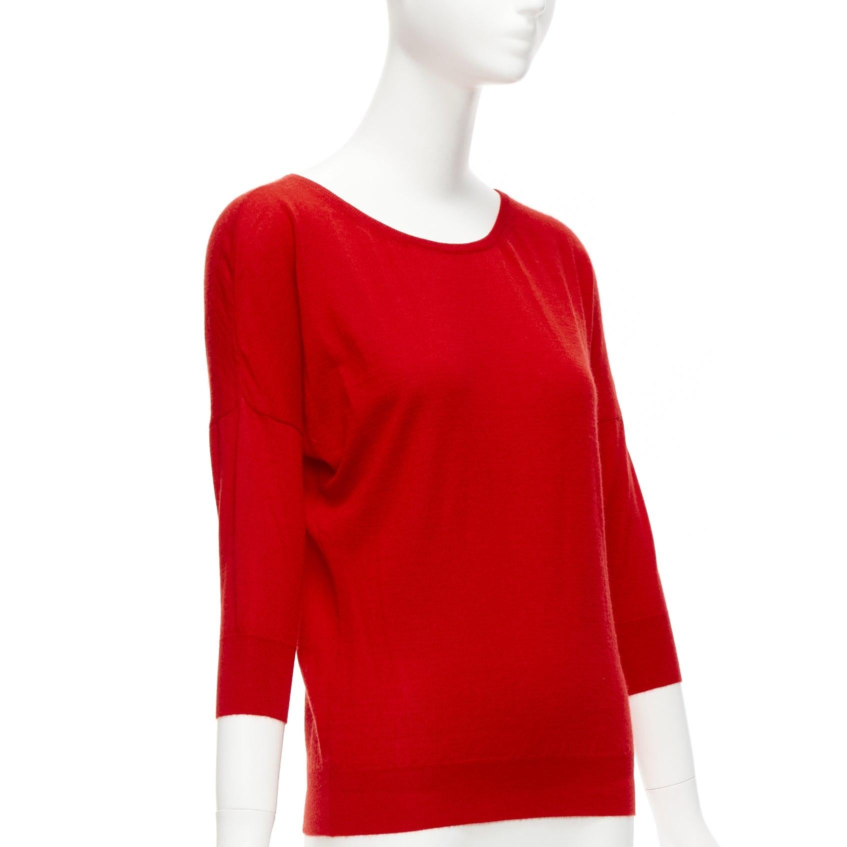 ALEXANDER MCQUEEN 100% cashmere red drop sleeve wide neck sweater top XS In Excellent Condition For Sale In Hong Kong, NT