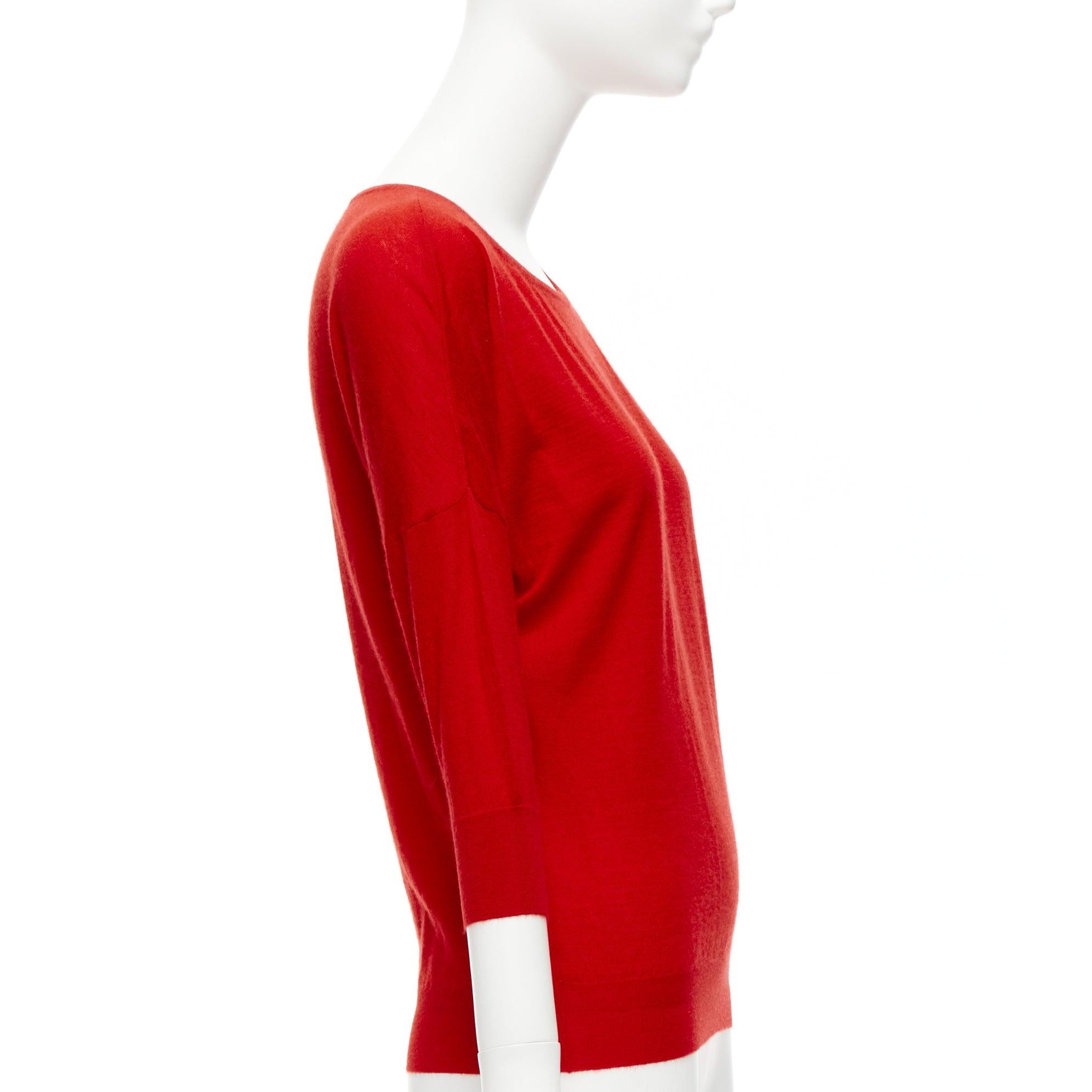 Women's ALEXANDER MCQUEEN 100% cashmere red drop sleeve wide neck sweater top XS For Sale