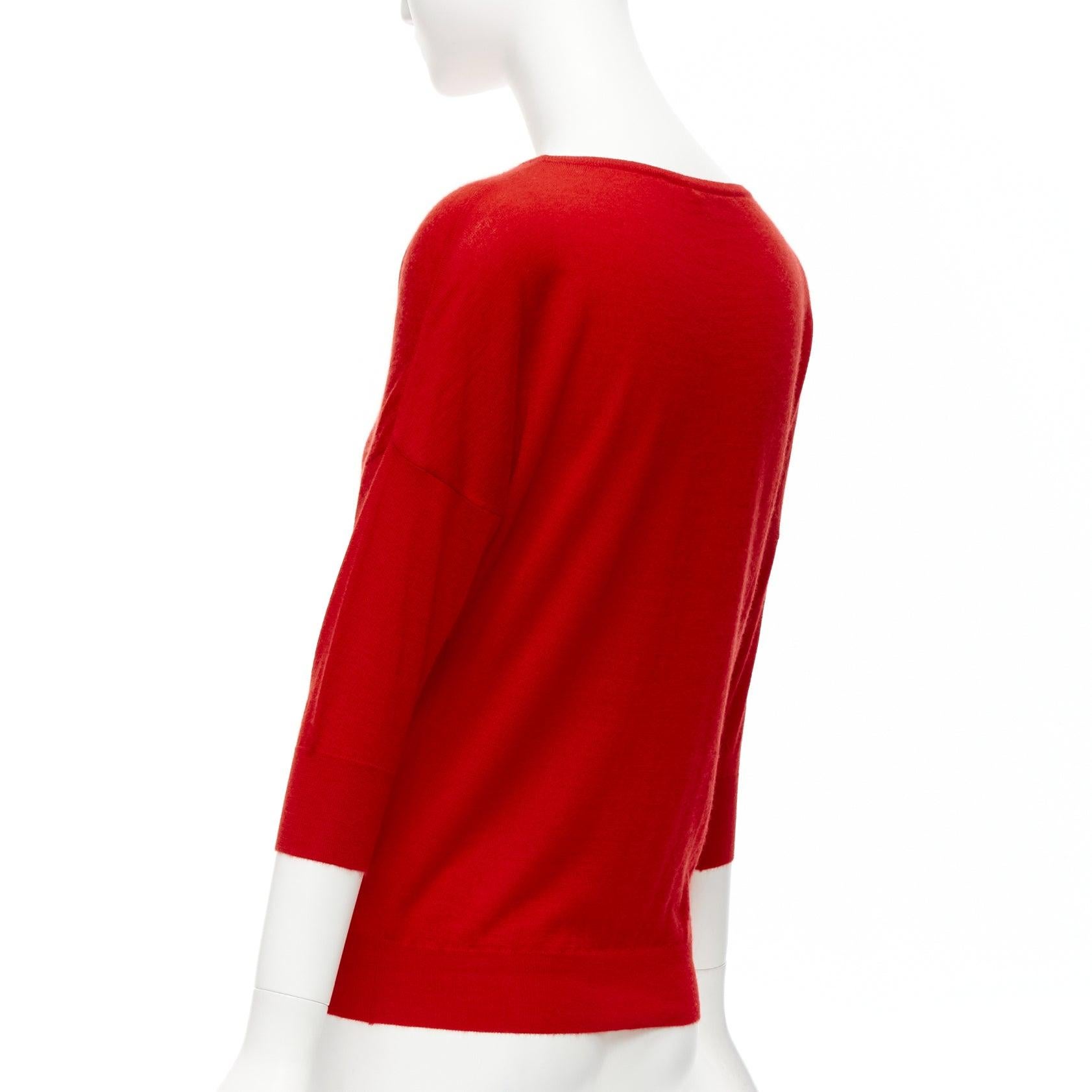 ALEXANDER MCQUEEN 100% cashmere red drop sleeve wide neck sweater top XS For Sale 2
