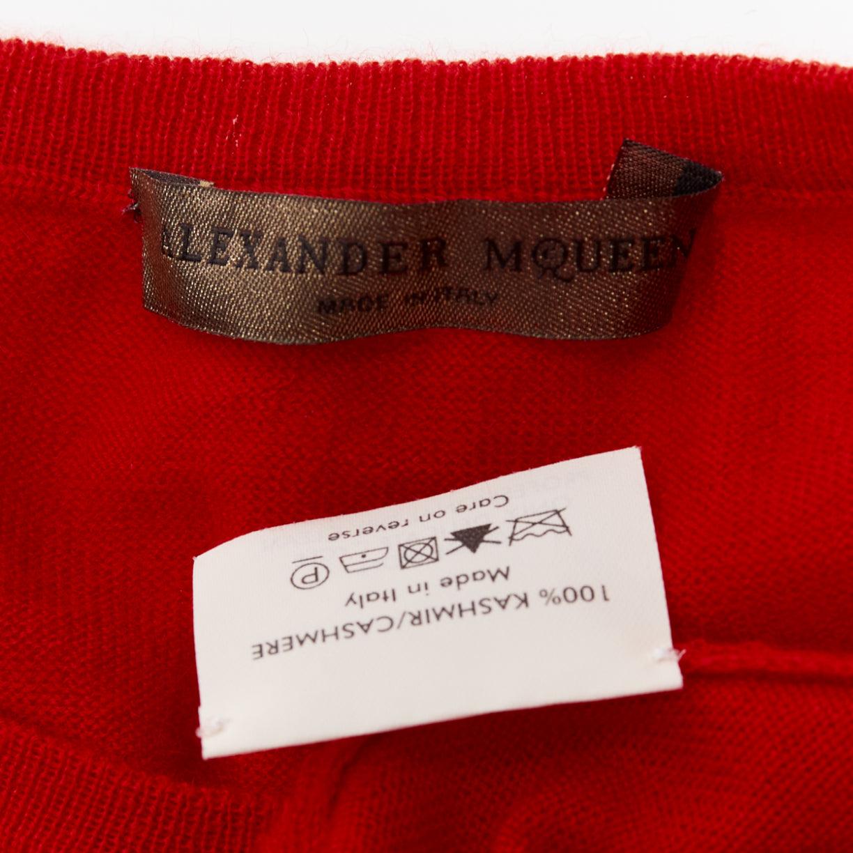 ALEXANDER MCQUEEN 100% cashmere red drop sleeve wide neck sweater top XS 3