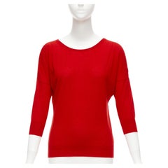 Alexander McQueen 100% cashmere, maglione rosso con maniche a goccia e collo largo XS