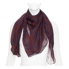 ALEXANDER MCQUEEN 100% Seide Signature Skull lila rot halbdurchsichtigen Schal drucken
