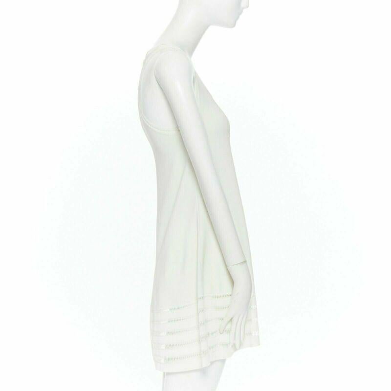 ALEXANDER MCQUEEN 100% viscose knit cream scoop neck ladder detail dress XS In Good Condition For Sale In Hong Kong, NT