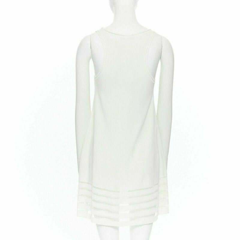 Women's ALEXANDER MCQUEEN 100% viscose knit cream scoop neck ladder detail dress XS For Sale
