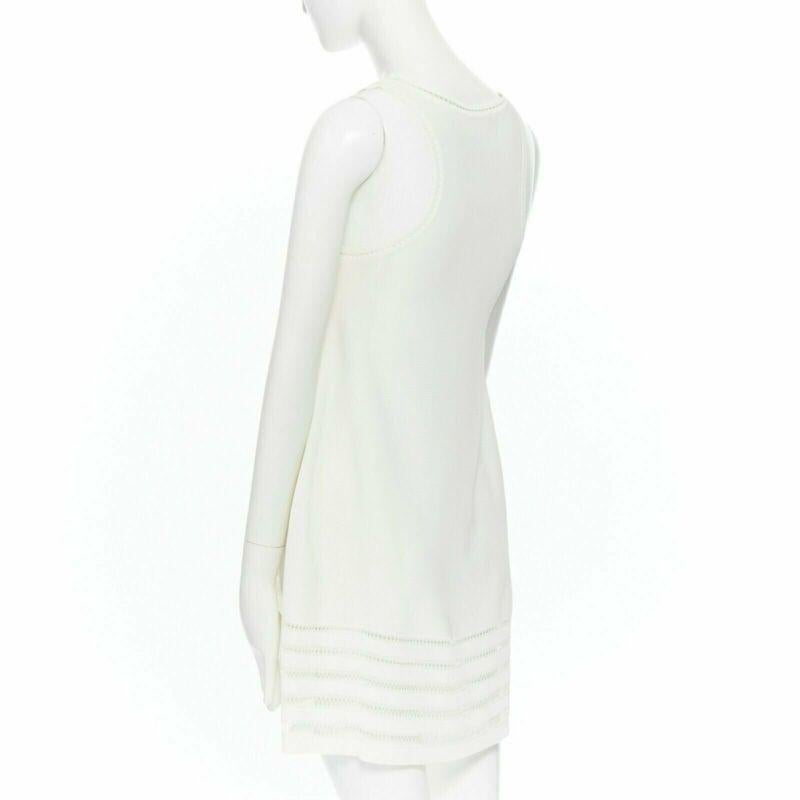 ALEXANDER MCQUEEN 100% viscose knit cream scoop neck ladder detail dress XS For Sale 1