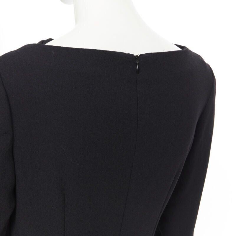 ALEXANDER MCQUEEN 100% wool black cowl neck draped waist knee length dress IT44 For Sale 5
