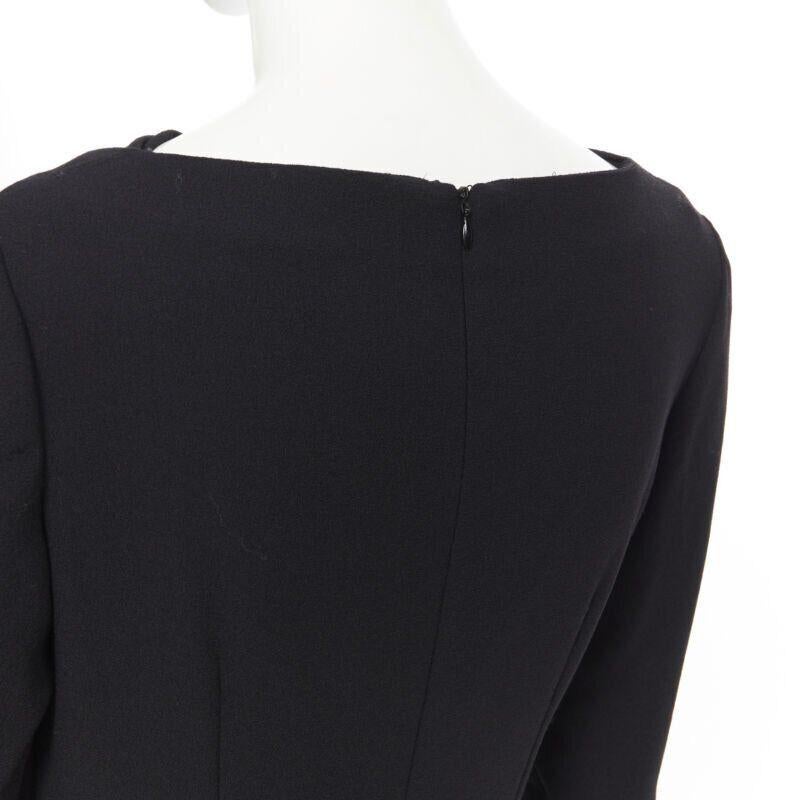 ALEXANDER MCQUEEN 100% wool black cowl neck draped waist knee length dress IT44 5