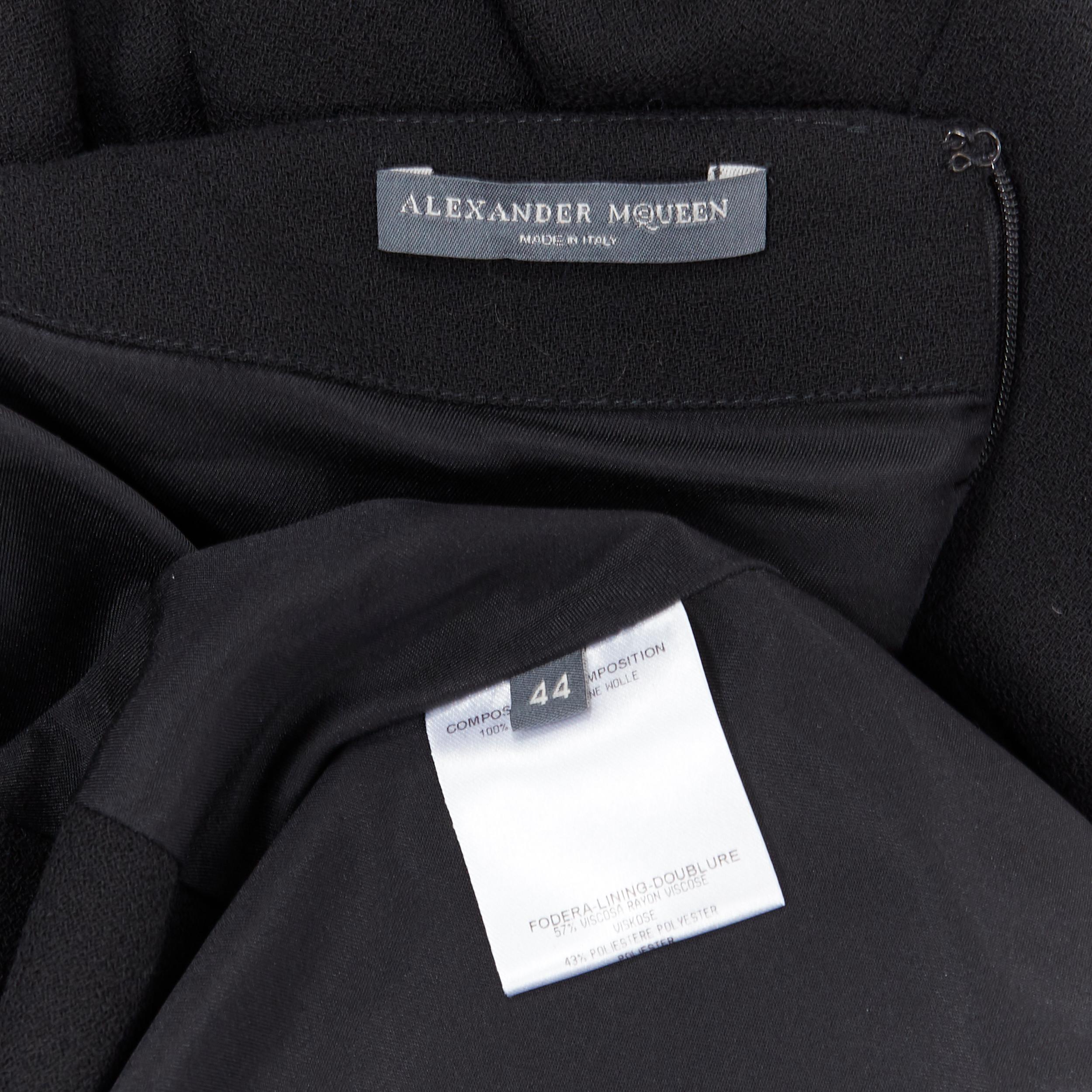 ALEXANDER MCQUEEN 100% wool black cowl neck draped waist knee length dress IT44 4