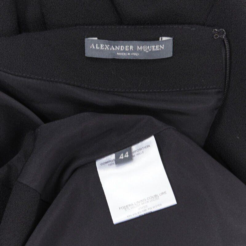 ALEXANDER MCQUEEN 100% wool black cowl neck draped waist knee length dress IT44 6