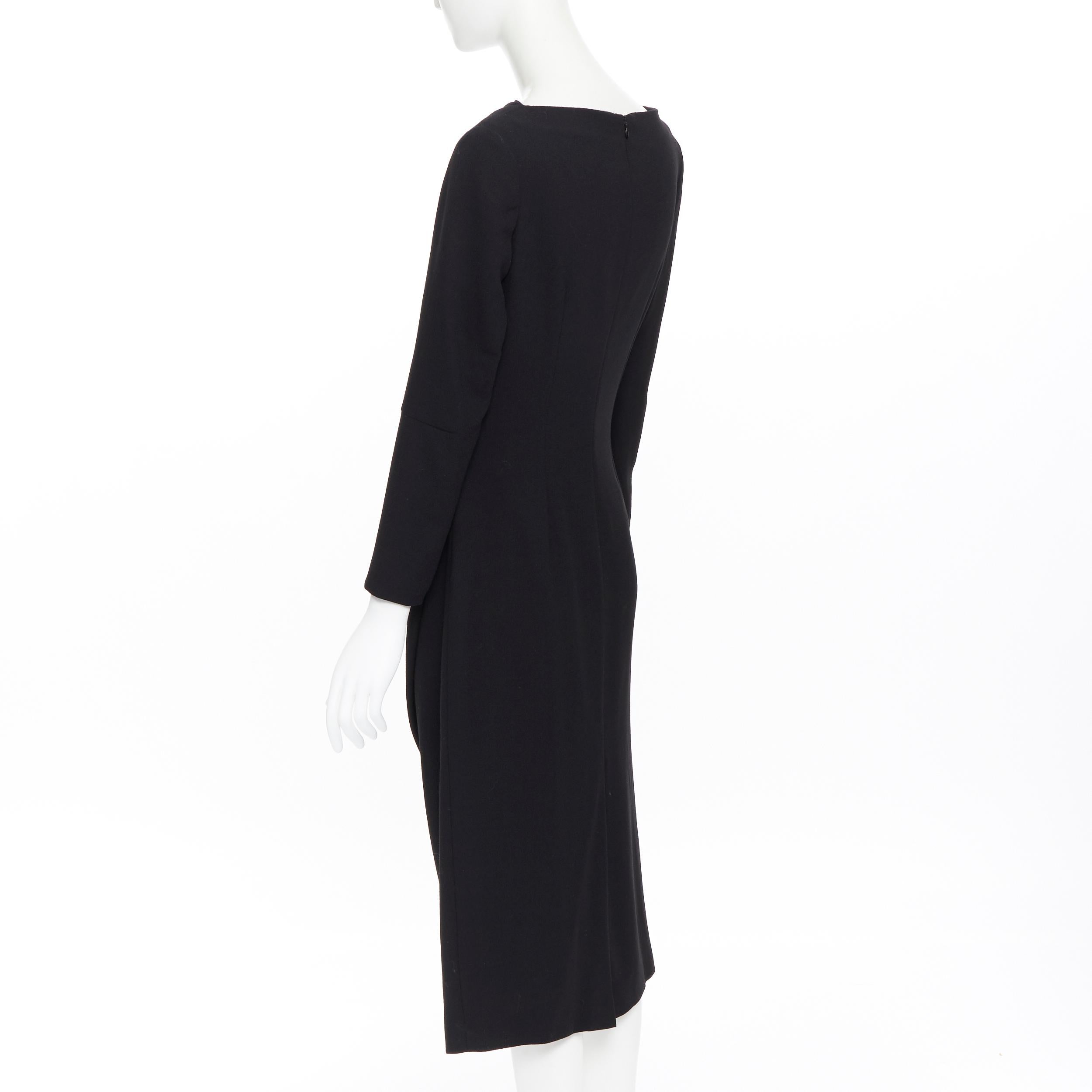 Women's ALEXANDER MCQUEEN 100% wool black cowl neck draped waist knee length dress IT44