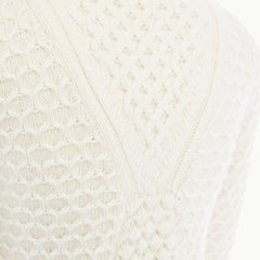 ALEXANDER MCQUEEN 100% wool cream honeycomb textured knit flared hem dress S