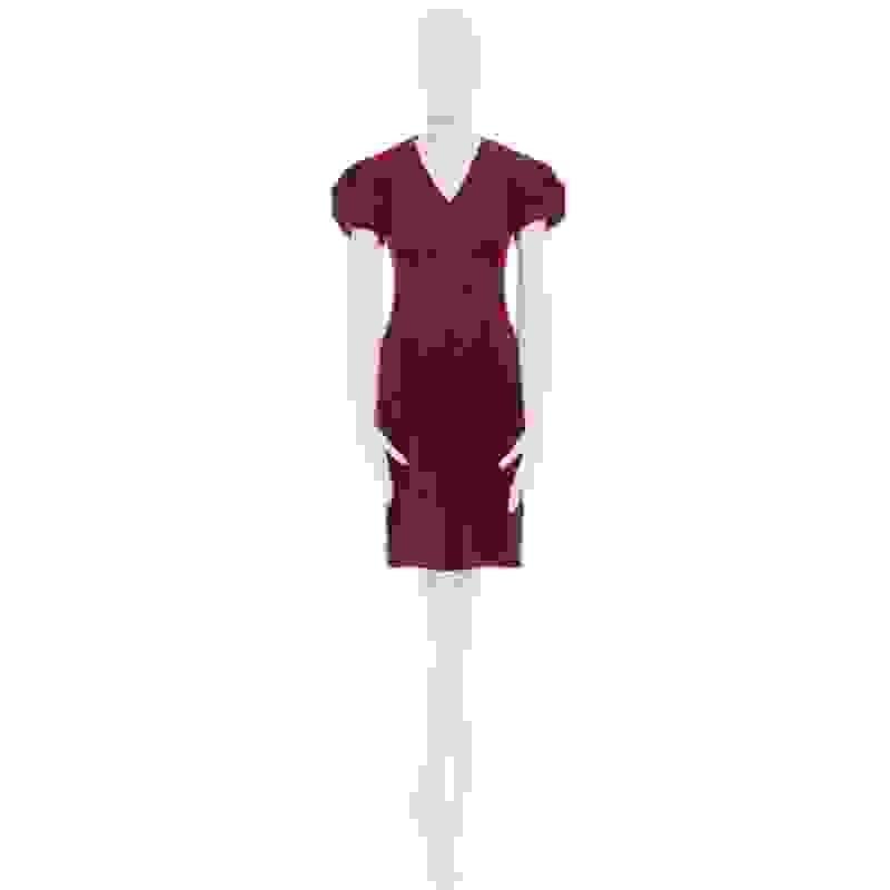 ALEXANDER MCQUEEN 100% wool crepe V-neck pleated sleeves cocktail dress IT38 XS 5