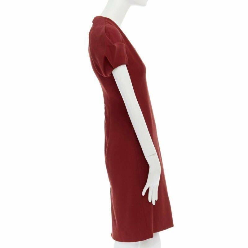 ALEXANDER MCQUEEN 100% wool crepe V-neck pleated sleeves cocktail dress IT38 XS In Good Condition In Hong Kong, NT