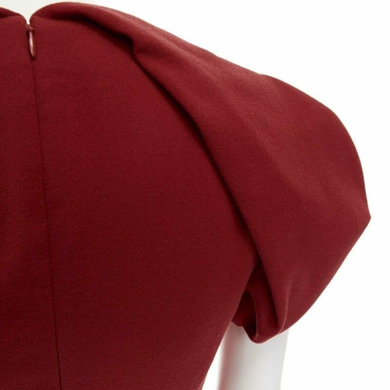 ALEXANDER MCQUEEN 100% wool crepe V-neck pleated sleeves cocktail dress IT38 XS 2