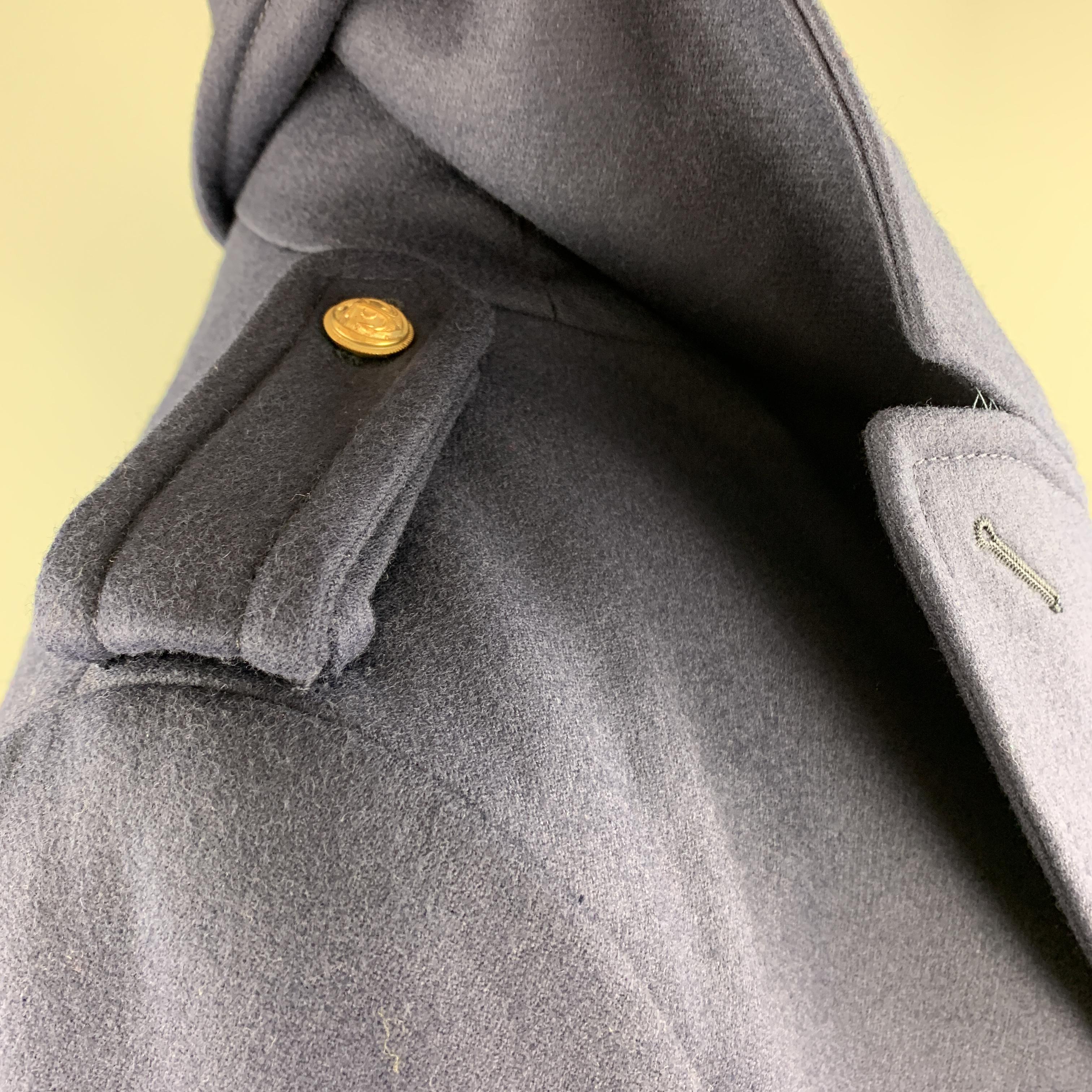 Women's ALEXANDER MCQUEEN 12 Navy Wool Anchor Button Chain Stripe Nautical Coat