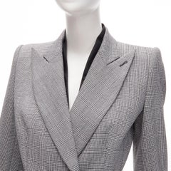 ALEXANDER MCQUEEN 1990s Vintage grey houndstooth layer collar blazer IT40 S