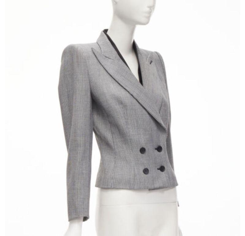 ALEXANDER MCQUEEN 1990 Vintage grey houndstooth layer collar power blazer IT40 S In Excellent Condition For Sale In Hong Kong, NT
