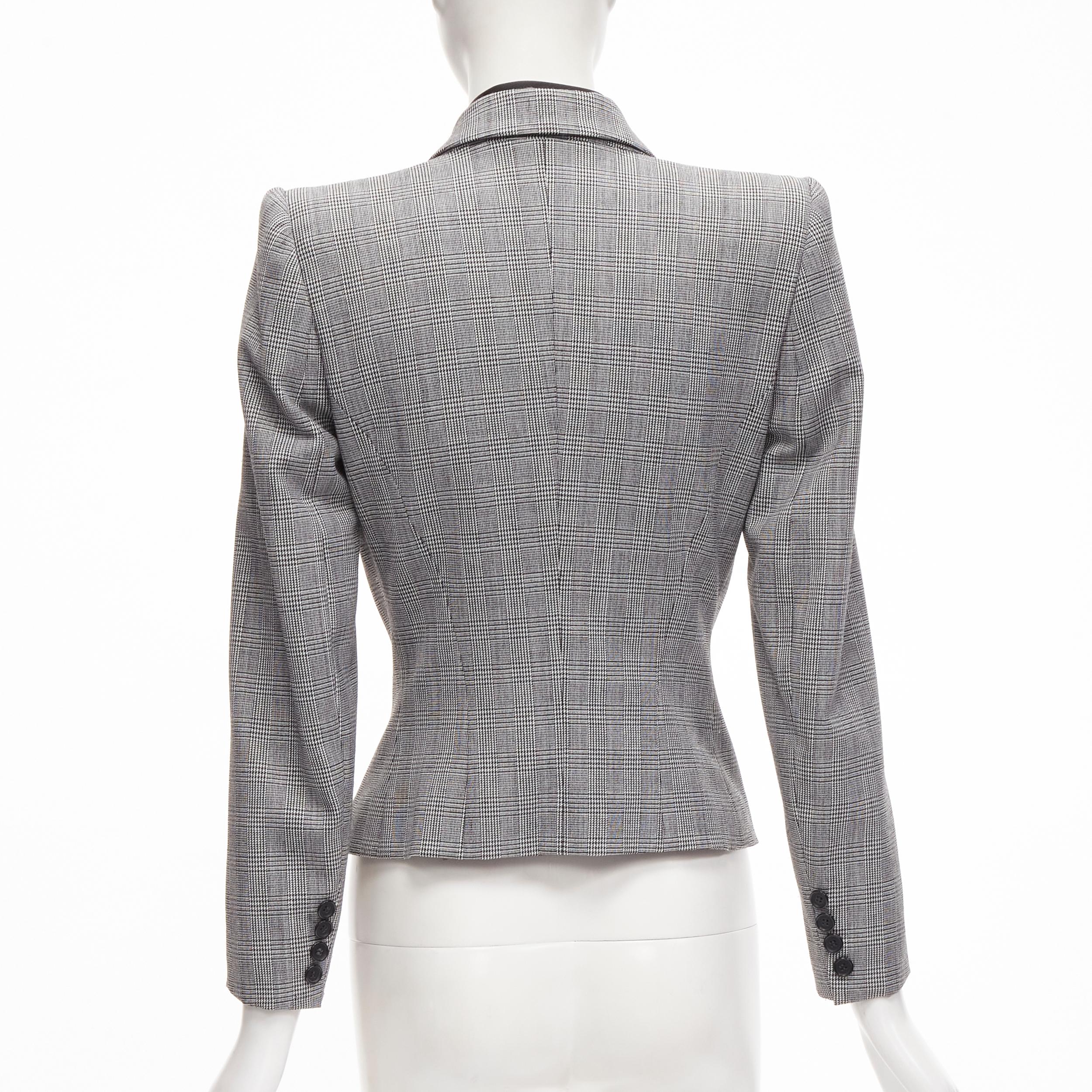 ALEXANDER MCQUEEN 1990s Vintage grey houndstooth layer collar blazer IT40 S For Sale 1