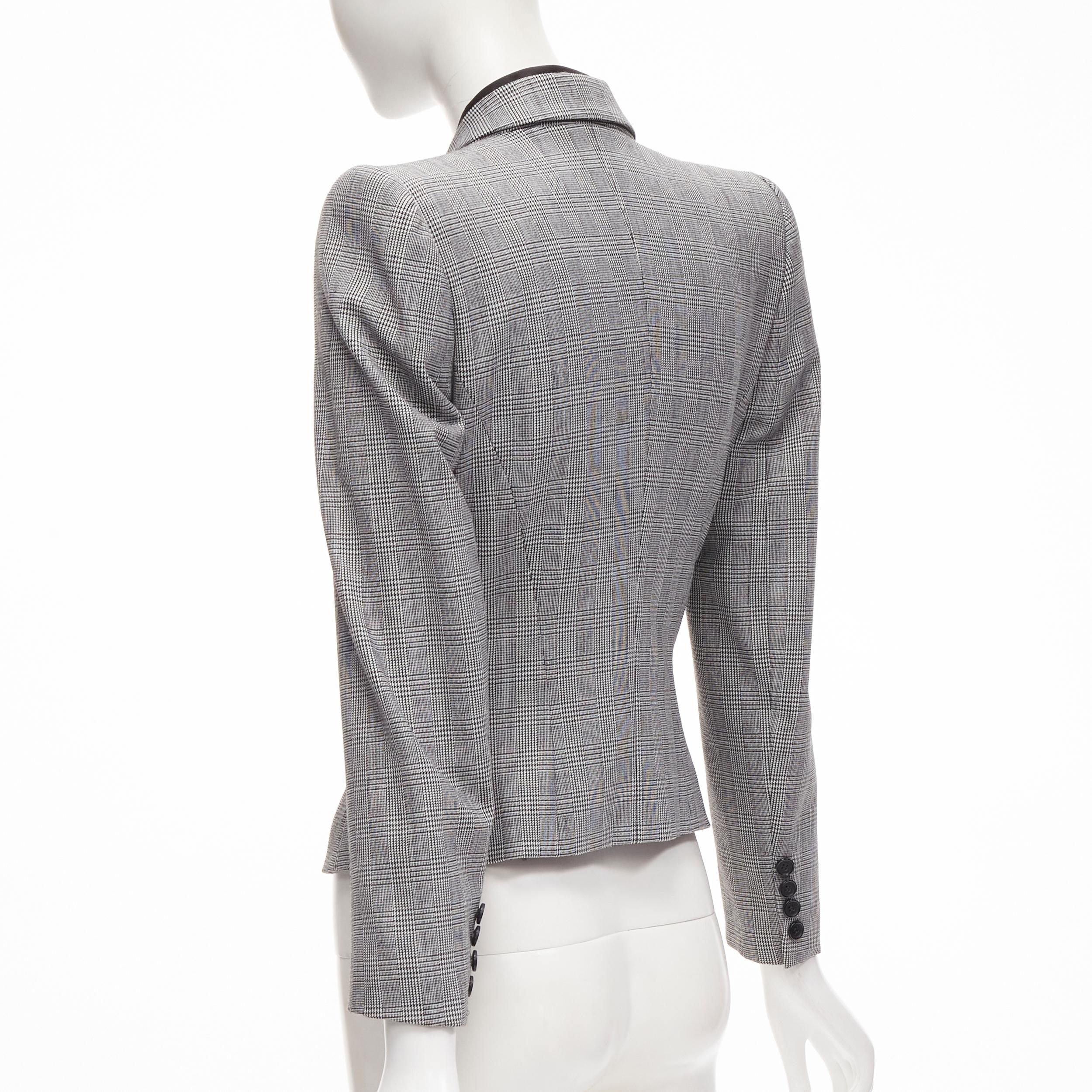 ALEXANDER MCQUEEN 1990s Vintage grey houndstooth layer collar blazer IT40 S For Sale 2