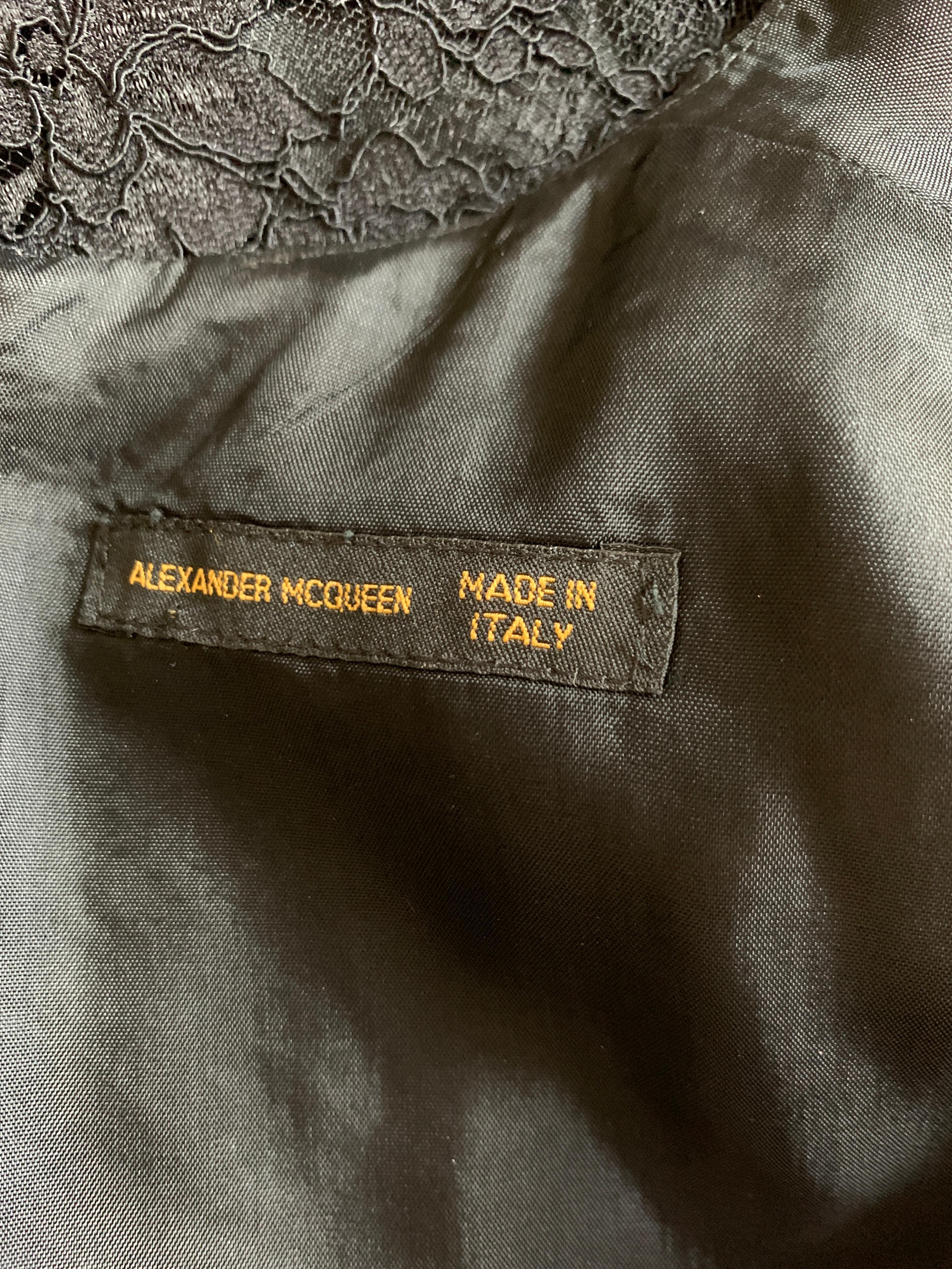 Alexander McQueen 1990s Black Lace Sleeveless Dress Vintage 1