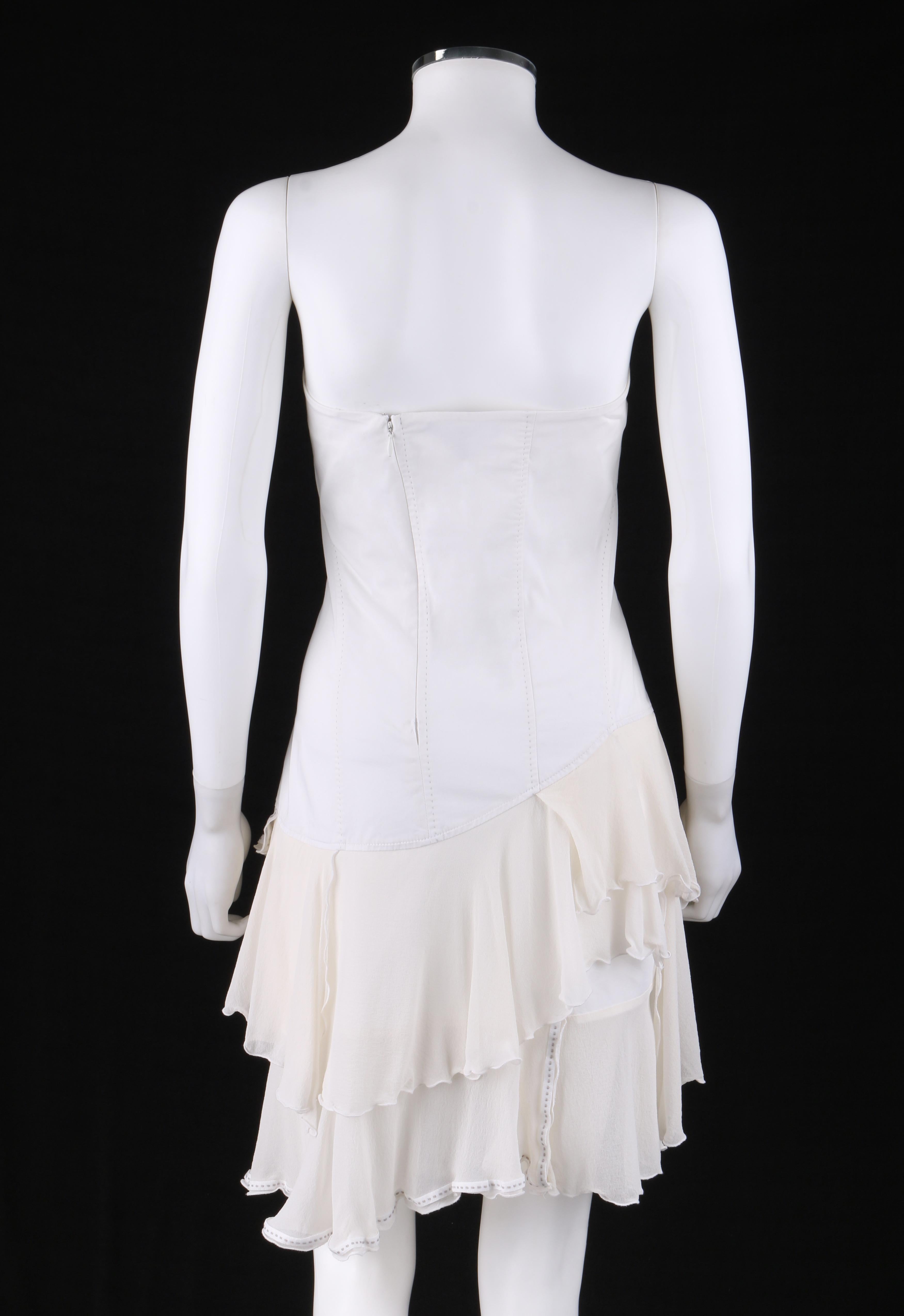 ALEXANDER McQUEEN 1996 „The Hunger“ Asymmetrisches Kleid aus weißem, elfenbeinfarbenem Seidenkrepp Damen im Angebot