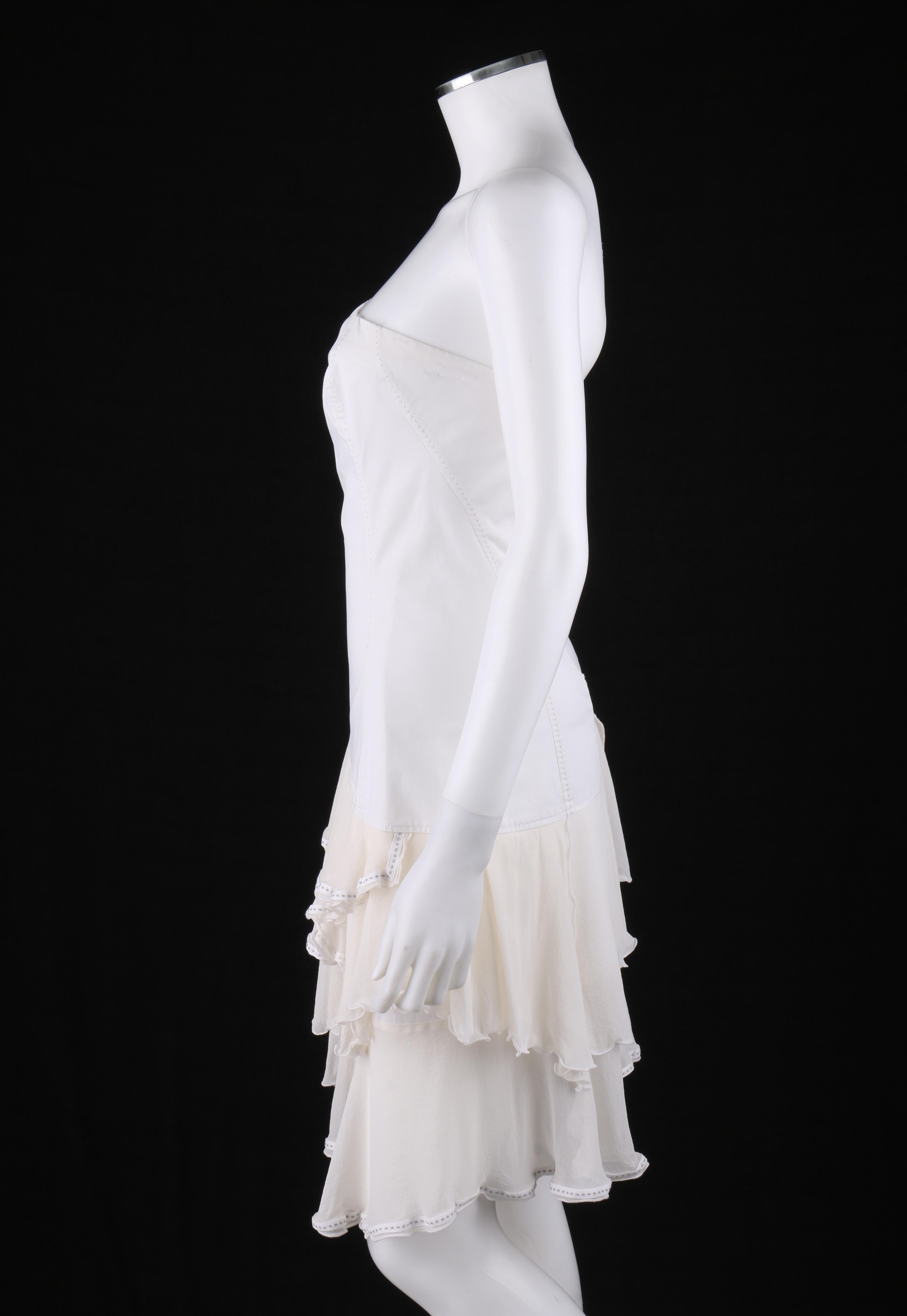 ALEXANDER McQUEEN 1996 „The Hunger“ Asymmetrisches Kleid aus weißem, elfenbeinfarbenem Seidenkrepp im Angebot 1