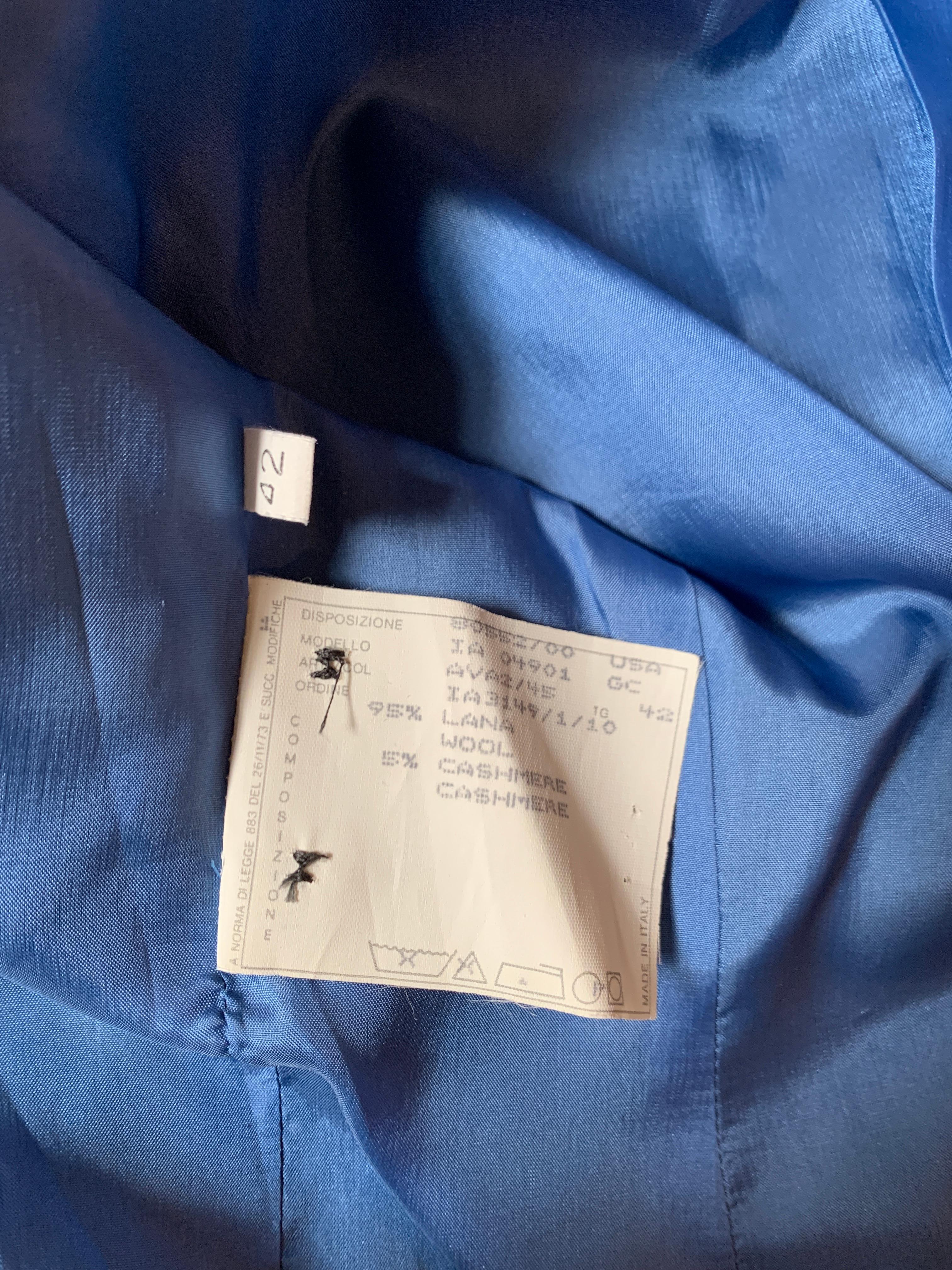 Alexander McQueen 1997 Charcoal Grey Blue Pinstripe Silk Collar Blazer Jacket 5