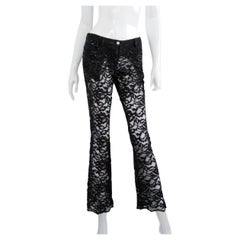 ALEXANDER MCQUEEN 1999 Black Lace Trousers / Pants With Application
