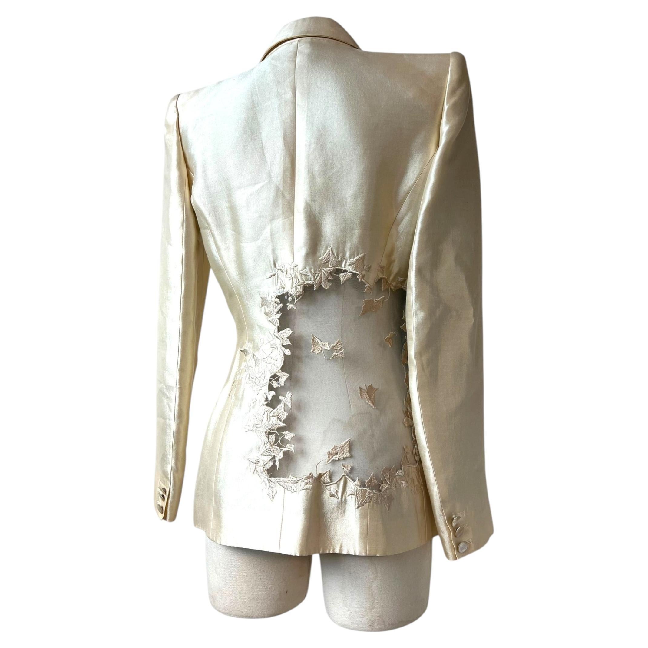 Alexander McQueen 1999 Ivory Cutout Blazer