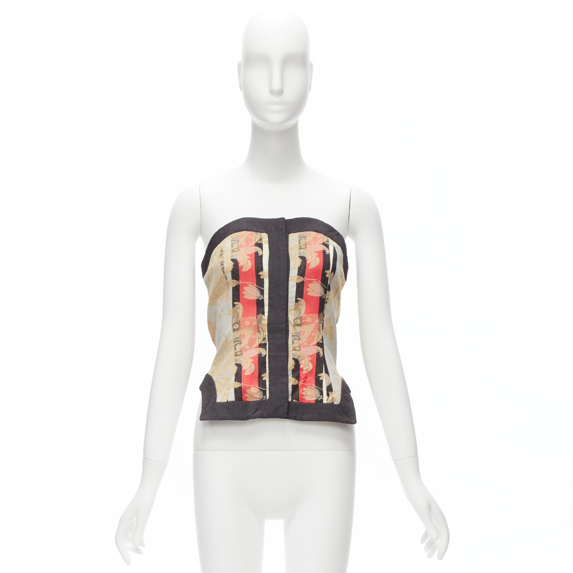 ALEXANDER MCQUEEN 2000 grey baroque brocade jacquard  bustier top IT42 M 6