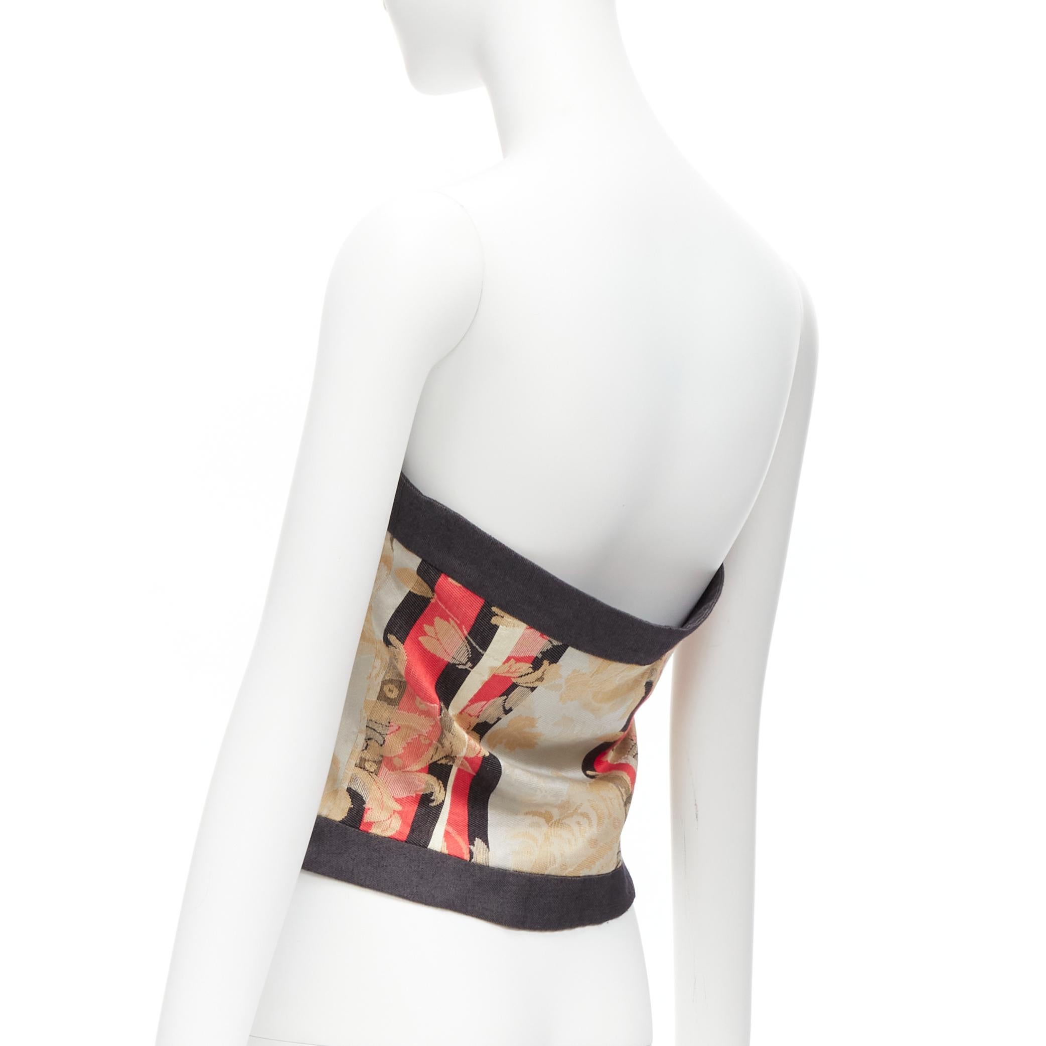 Women's ALEXANDER MCQUEEN 2000 grey baroque brocade jacquard  bustier top IT42 M